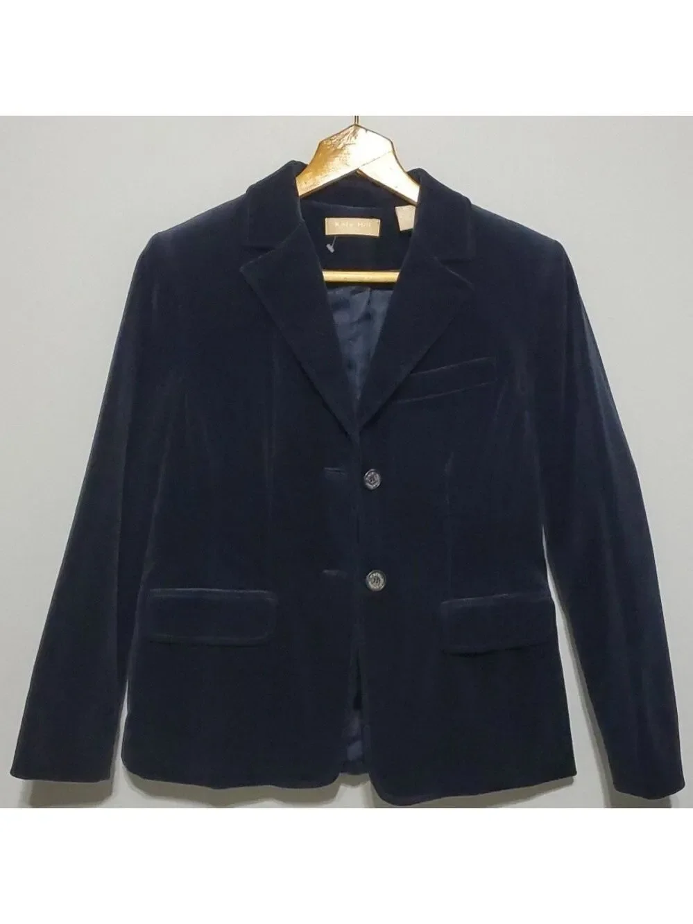 Kate Hill jacket women's size 2p 2 petite dark blue velour Velvet like l…